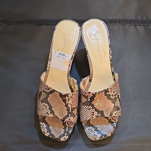 BRAND NEW JESSICA SIMPSON WOMEN'S SNAKESKIN SLIDE SANDALS G1 - Picture 2 of 15